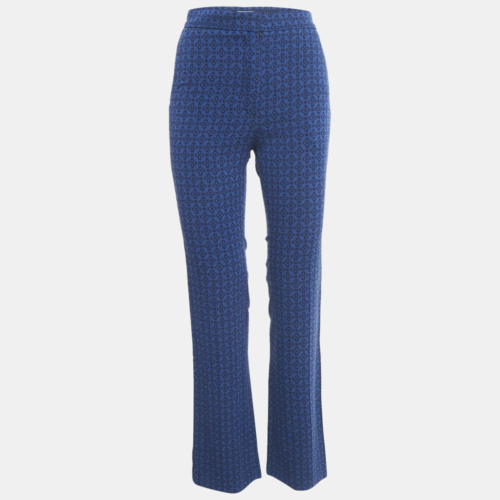 Sandro Blue Jacquard Crepe Amparo Pants S Sandro Blue Jacquard Crepe Amparo Pants S