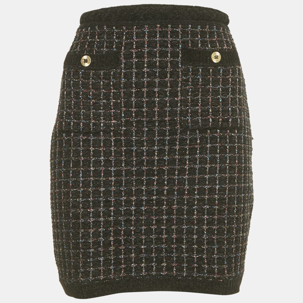 Sandro Black Velvet and Lurex Tweed Mini Skirt M Sandro Black Velvet and Lurex Tweed Mini Skirt M