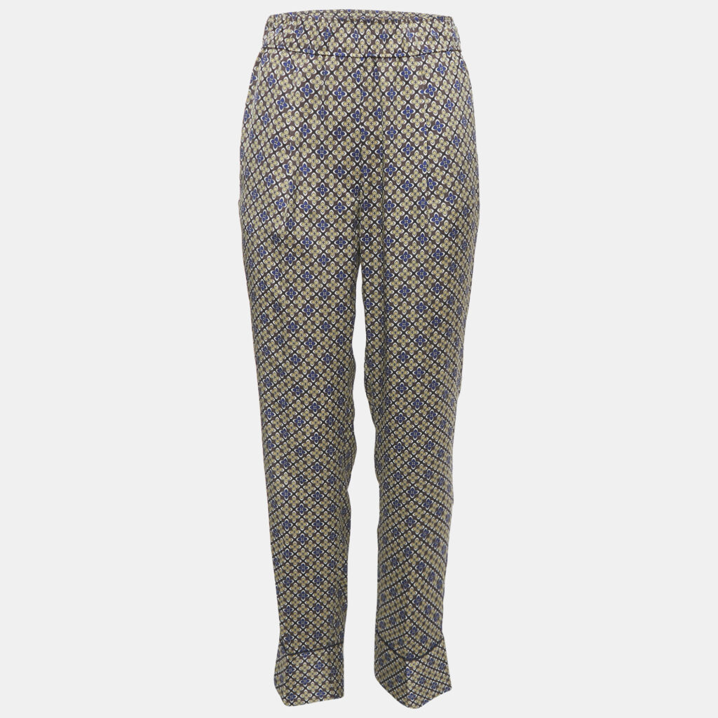 Sandro Multicolor Floral Print Satin Danny Trousers M Sandro Multicolor Floral Print Satin Danny Trousers M