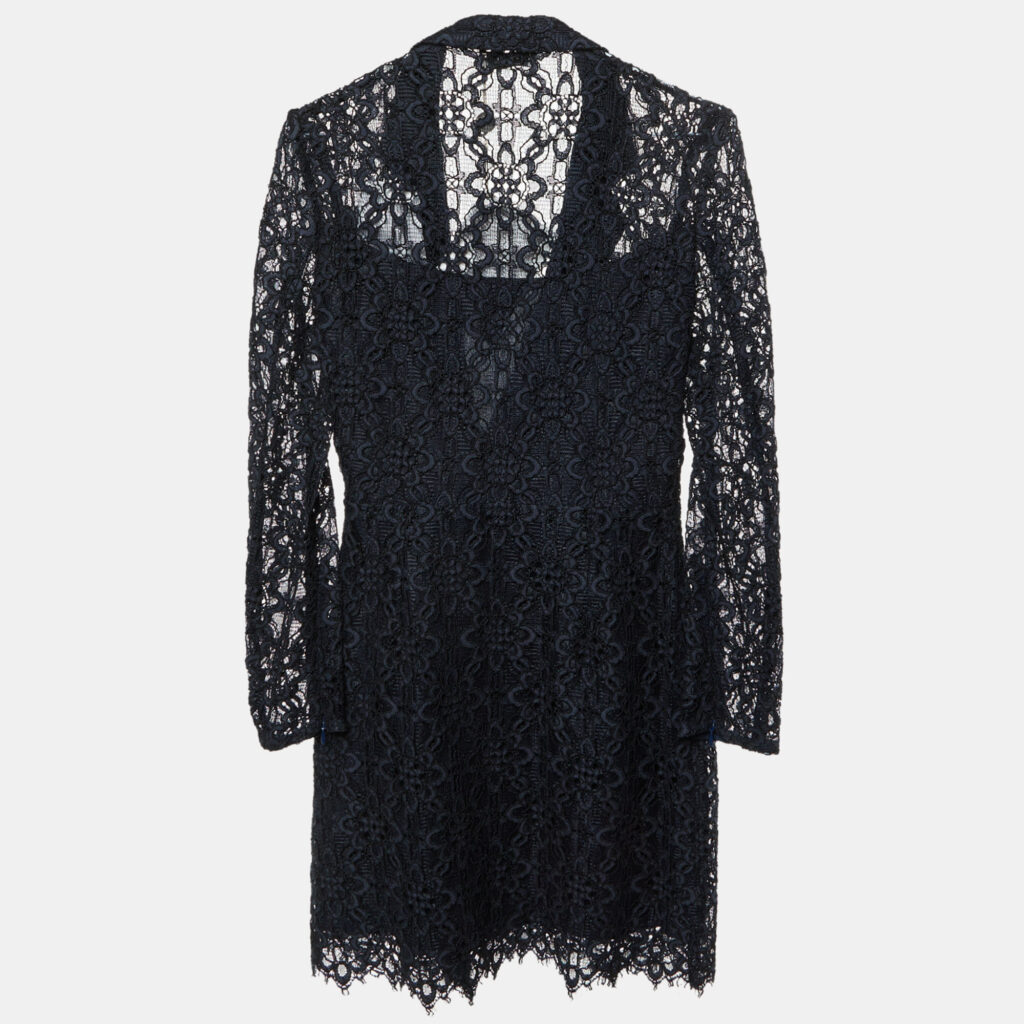 Sandro Navy Blue Lace Nanie Coat Mini Dress S Sandro Navy Blue Lace Nanie Coat Mini Dress S