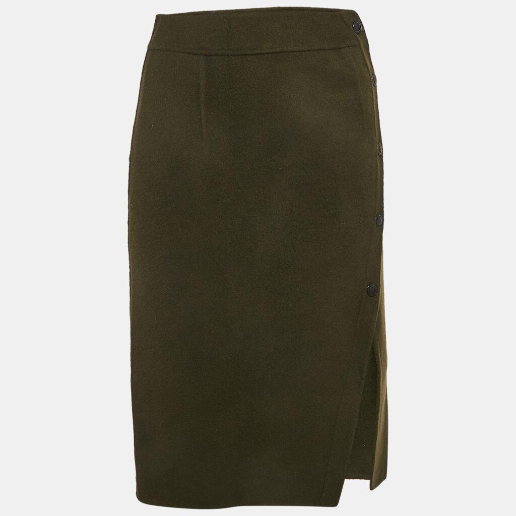 Sandro Green Wool Felt Button Detail Pencil Skirt S Sandro Green Wool Felt Button Detail Pencil Skirt S