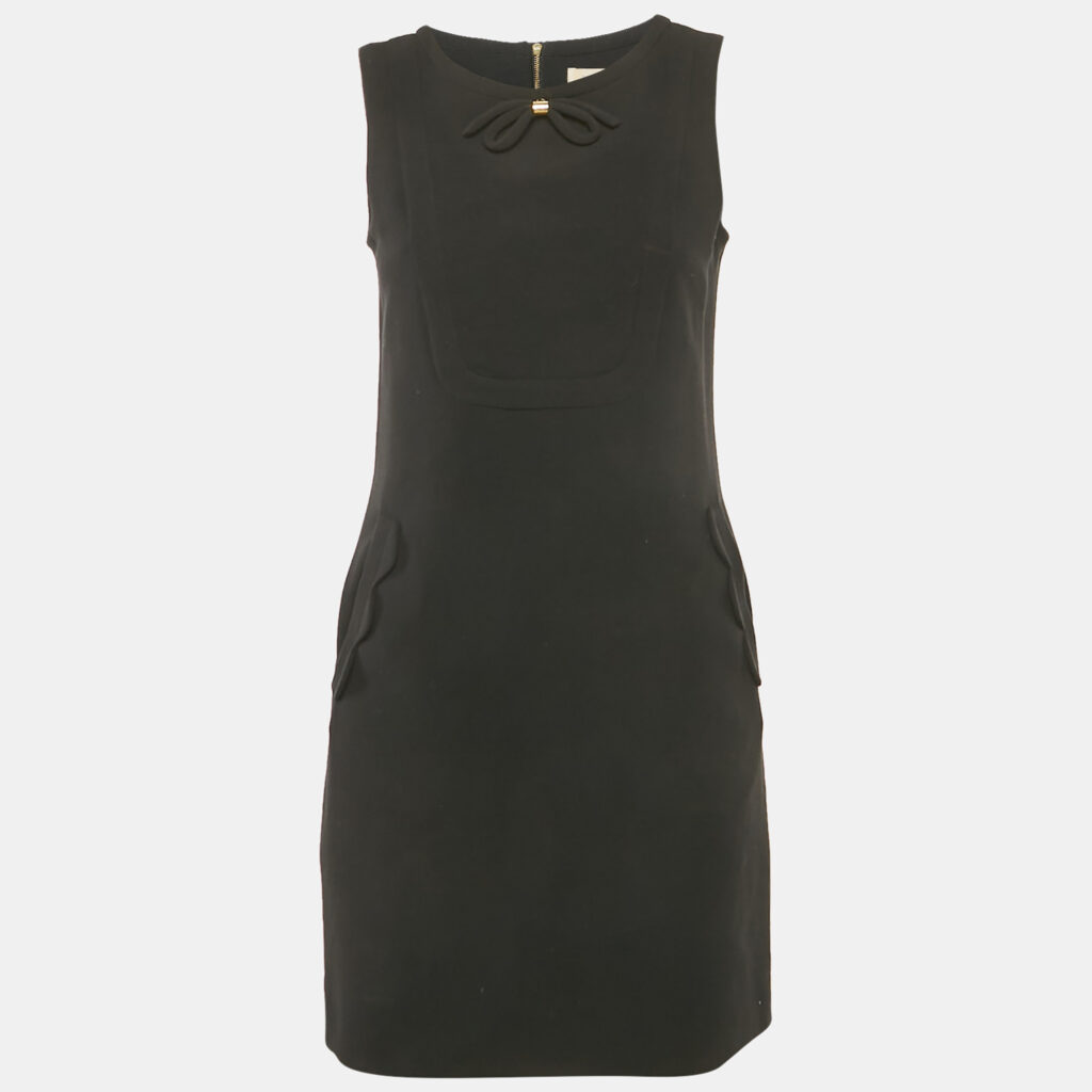 Sandro Black Crepe Bow Detail Mini Dress S