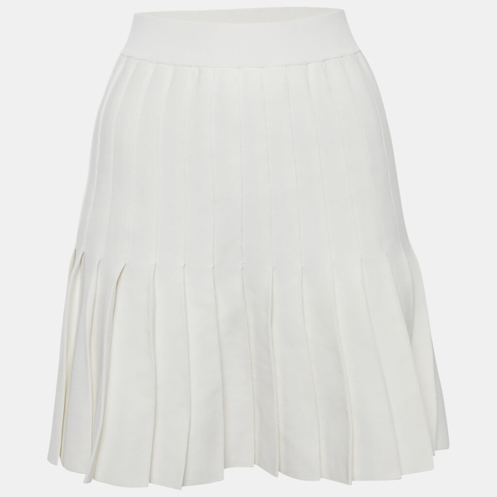 Sandro White Rib Knit Pleated Mini Skirt S Sandro White Rib Knit Pleated Mini Skirt S