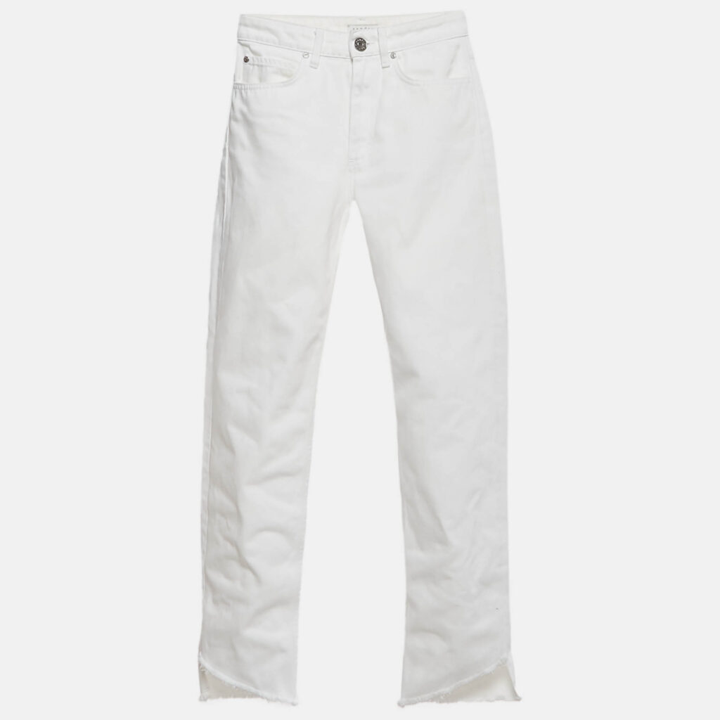 Sandro White Denim Raw Hem Jeans S Waist 26"