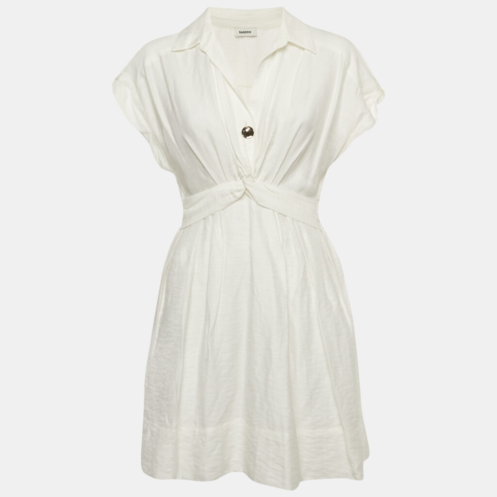 Sandro White Cotton Blend Mini Dress S Sandro White Cotton Blend Mini Dress S