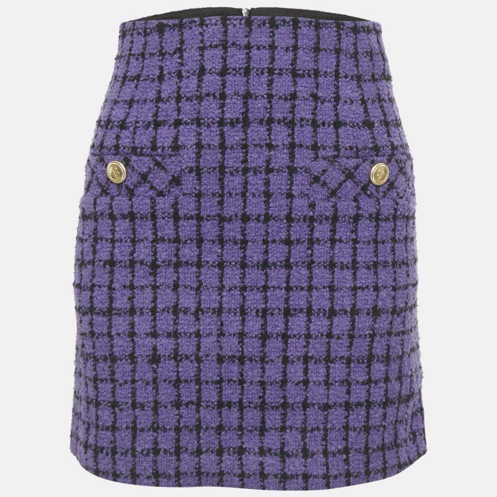 Sandro Purple Checkered Tweed Mini Skirt XS Sandro Purple Checkered Tweed Mini Skirt XS