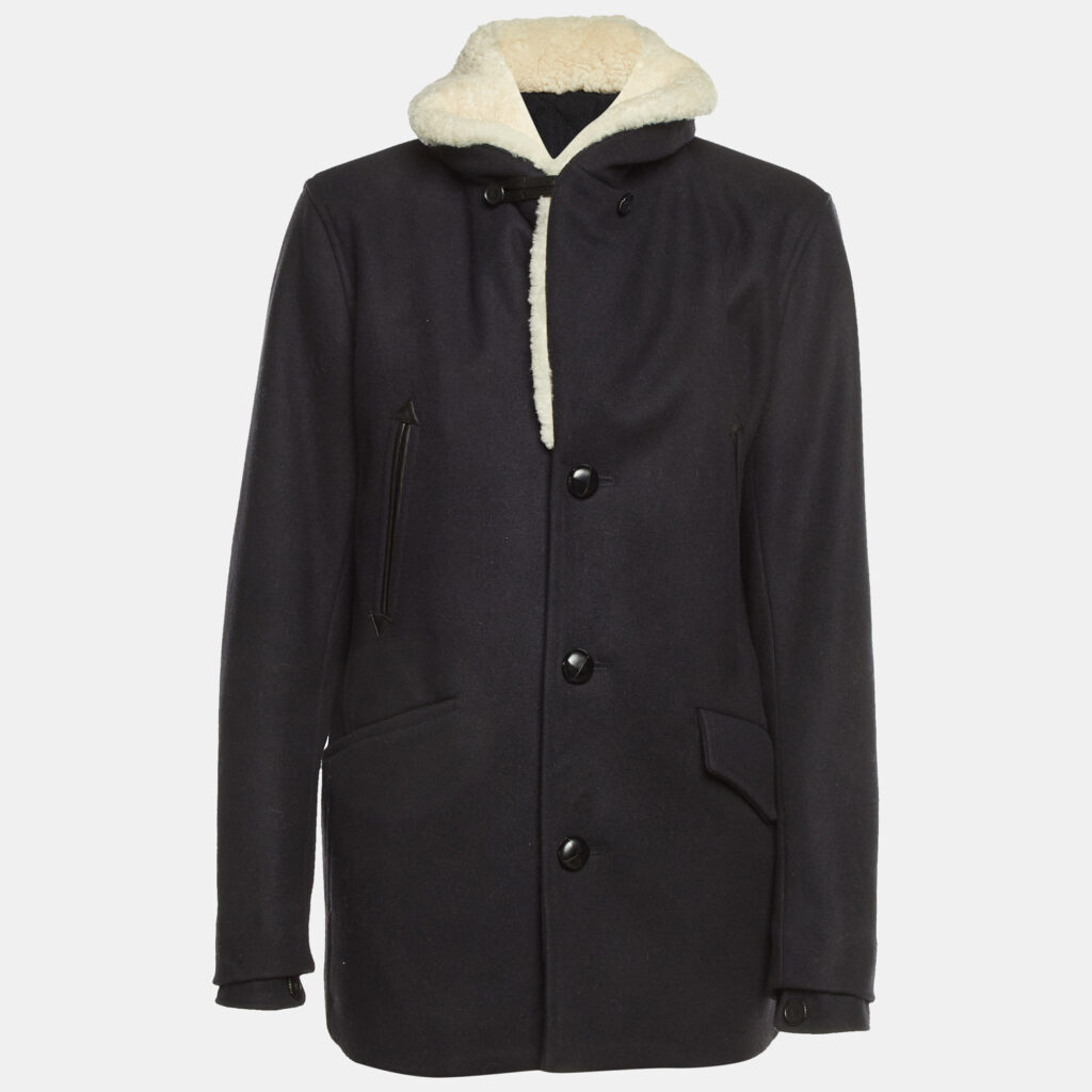 Sandro Black Wool Contrast Collar Button Front Blazer M Sandro Black Wool Contrast Collar Button Front Blazer M