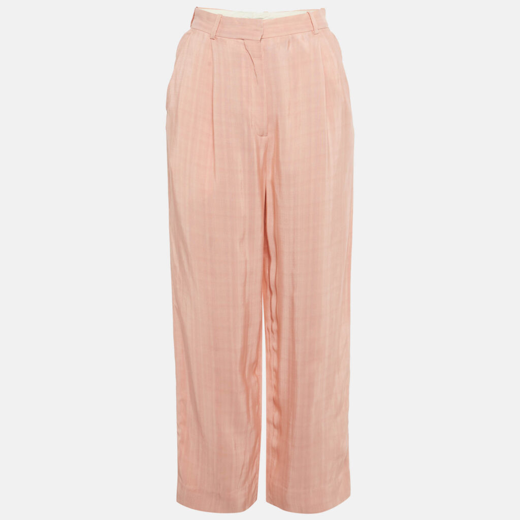 Sandro Poudre Pink Crepe Straight Fit Trousers S