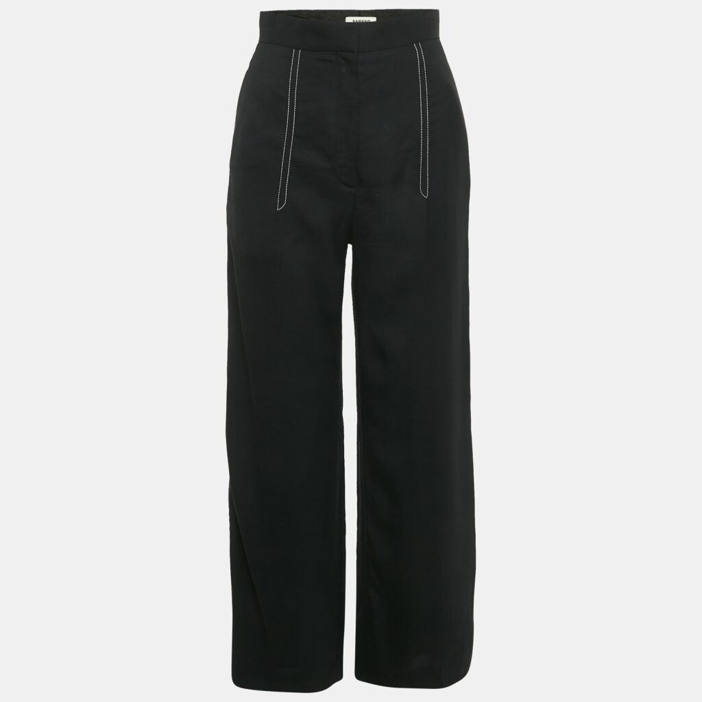Sandro Black Contrast Stitch Gabardine Trousers XS
