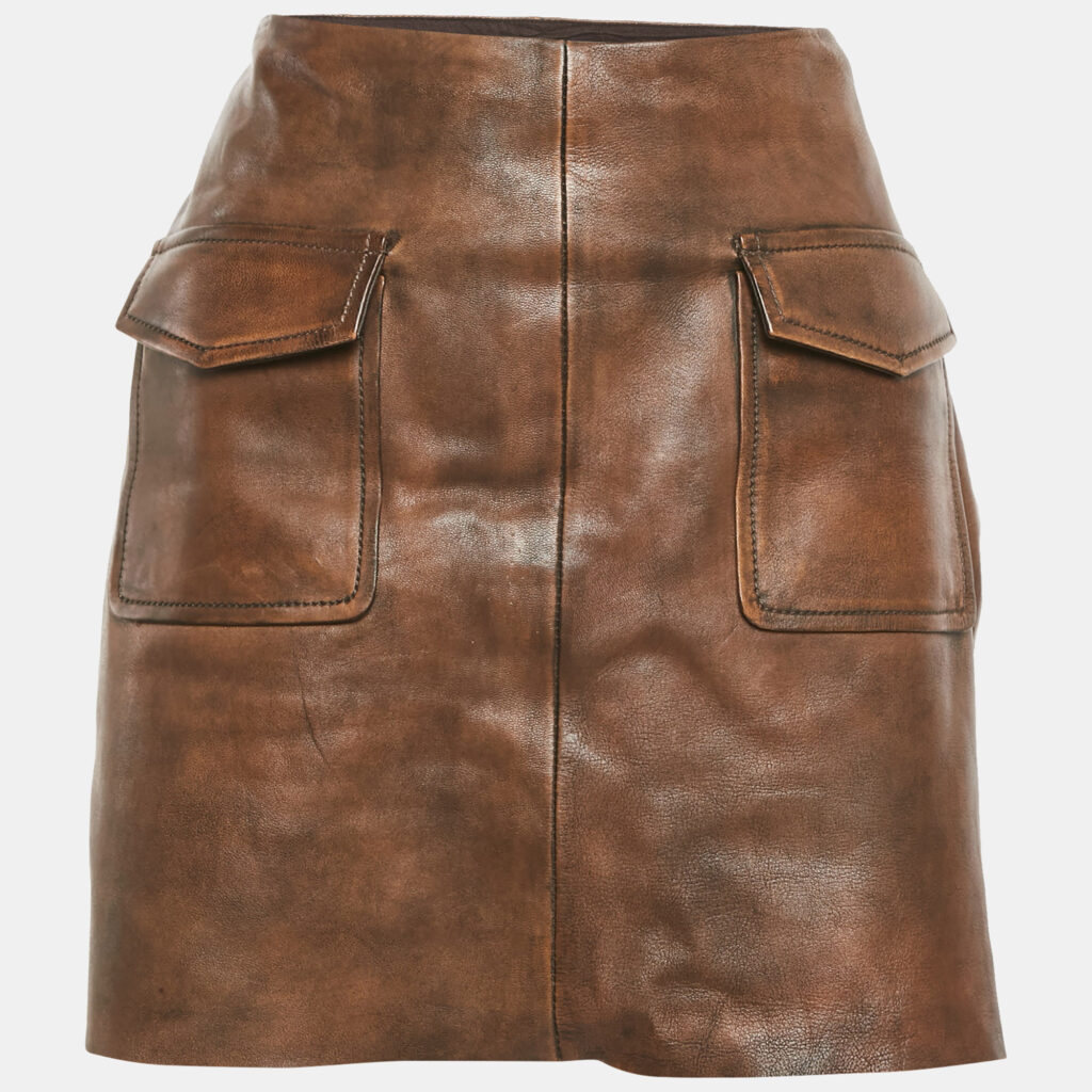 Sandro Brown Leather Mini Skirt L Sandro Brown Leather Mini Skirt L