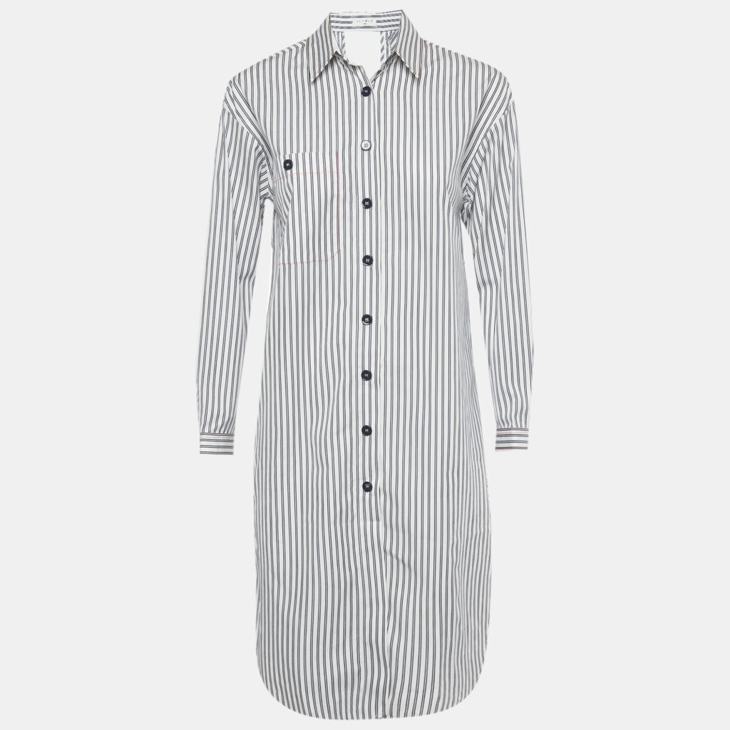 Sandro White Striped Cotton Backless Shirt Dress S Sandro White Striped Cotton Backless Shirt Dress S