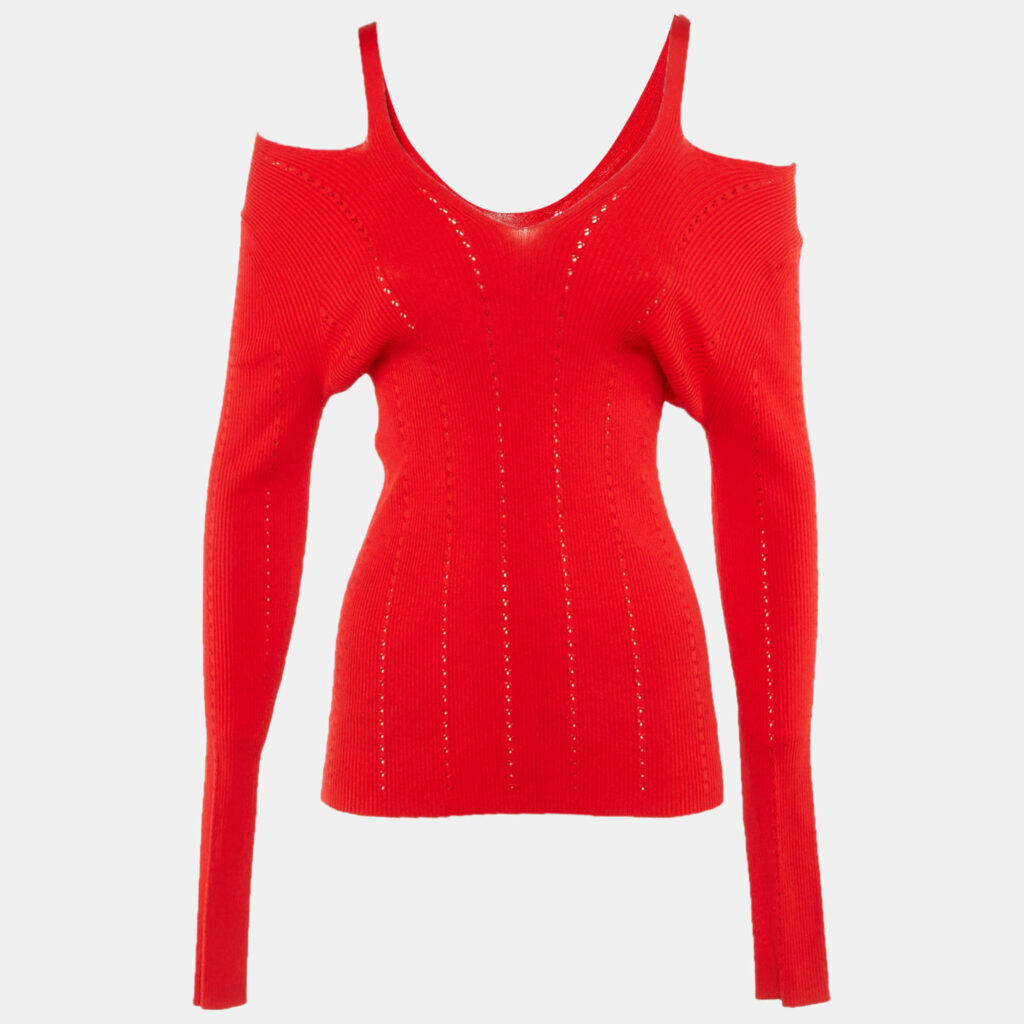 Sandro Red Knit Cold Shoulder Top M
