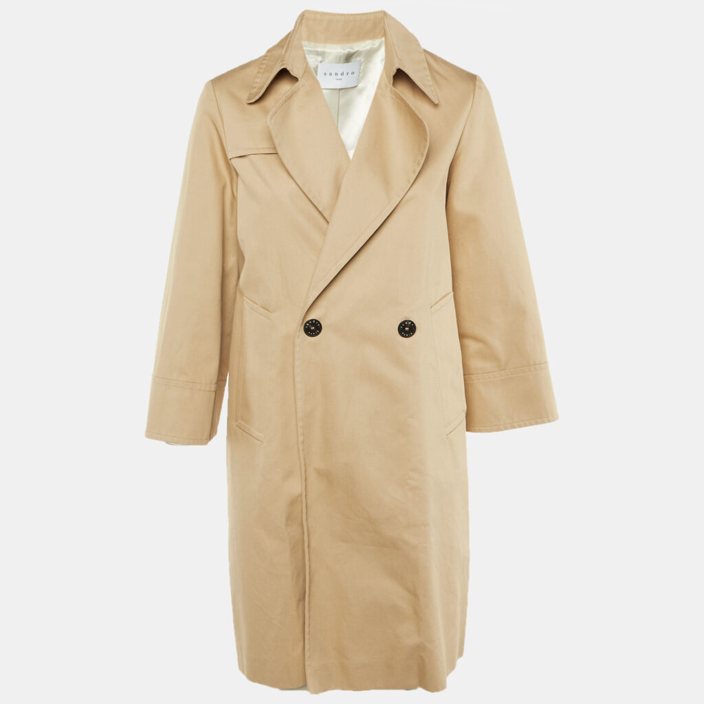 Sandro Beige Cotton Trench Coat S Sandro Beige Cotton Trench Coat S