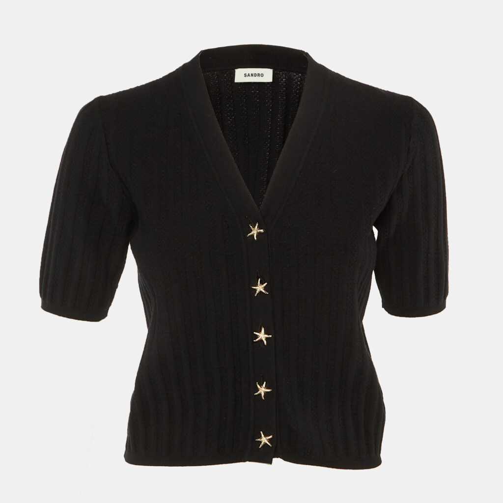Sandro Black Rib Knit Sweater L