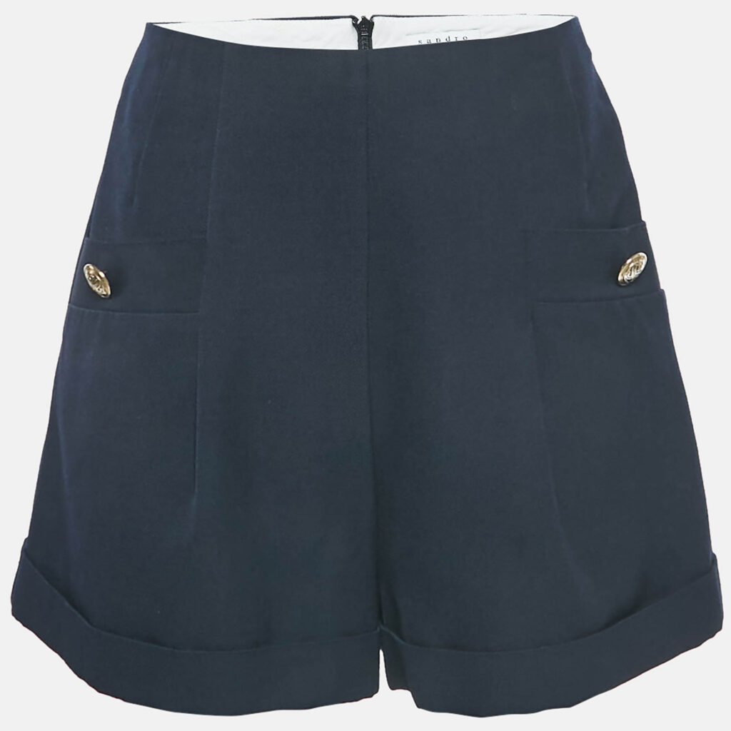 Sandro Navy Blue Gabardine Shorts M Sandro Navy Blue Gabardine Shorts M