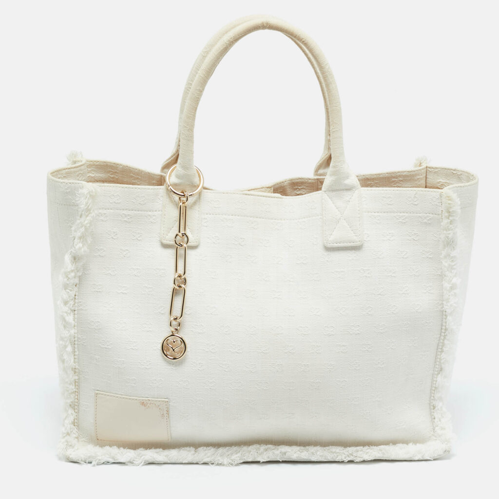 Sandro Off White Embroidered Canvas Shopper Tote Sandro Off White Embroidered Canvas Shopper Tote