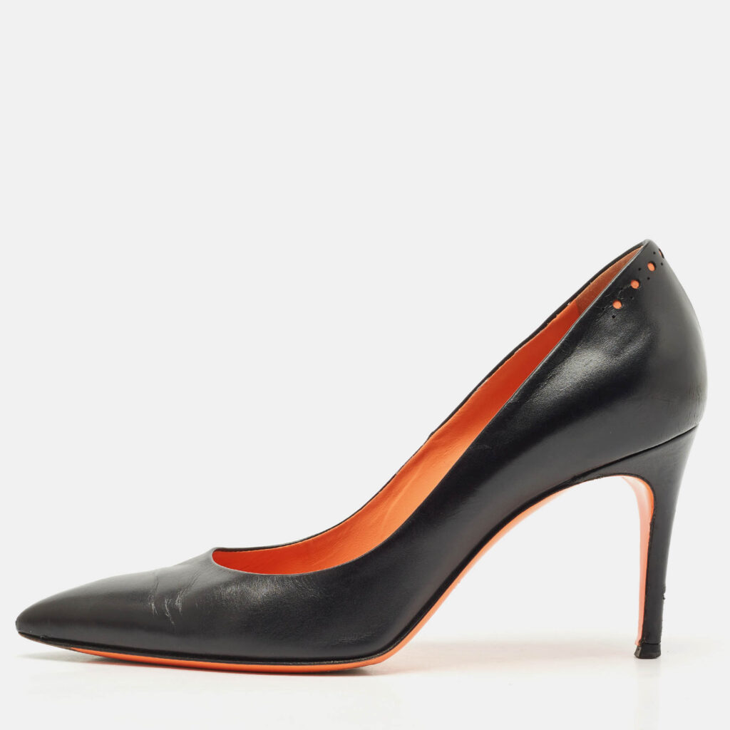 Santoni Black Leather Pointed Toe Pumps Size 36.5 Santoni Black Leather Pointed Toe Pumps Size 36.5