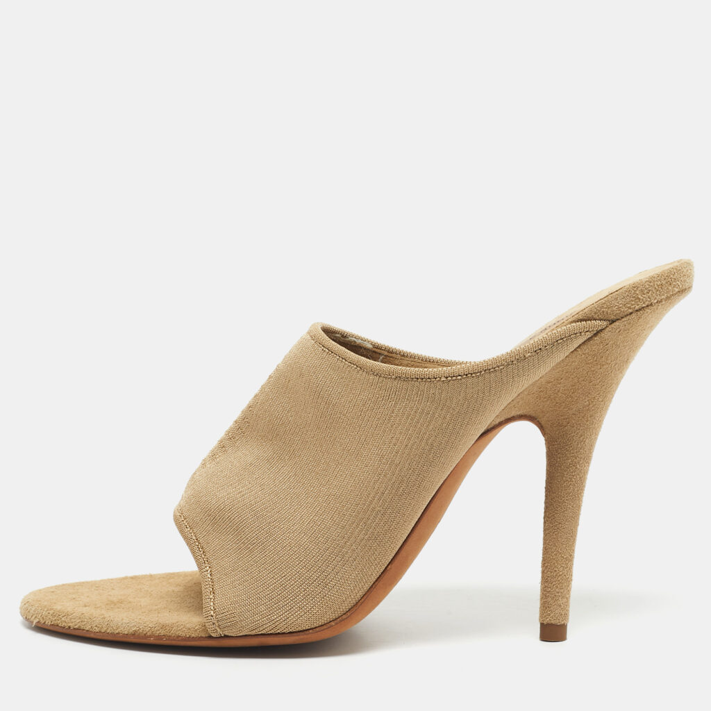 Season 6 Beige Knit Fabric Heel Mules Size 39.5 Season 6 Beige Knit Fabric Heel Mules Size 39.5