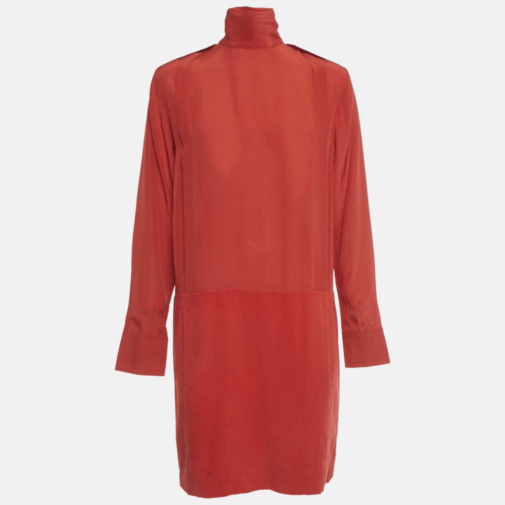 See by Chloé Red Crepe Silk and Crepe Short Dress M