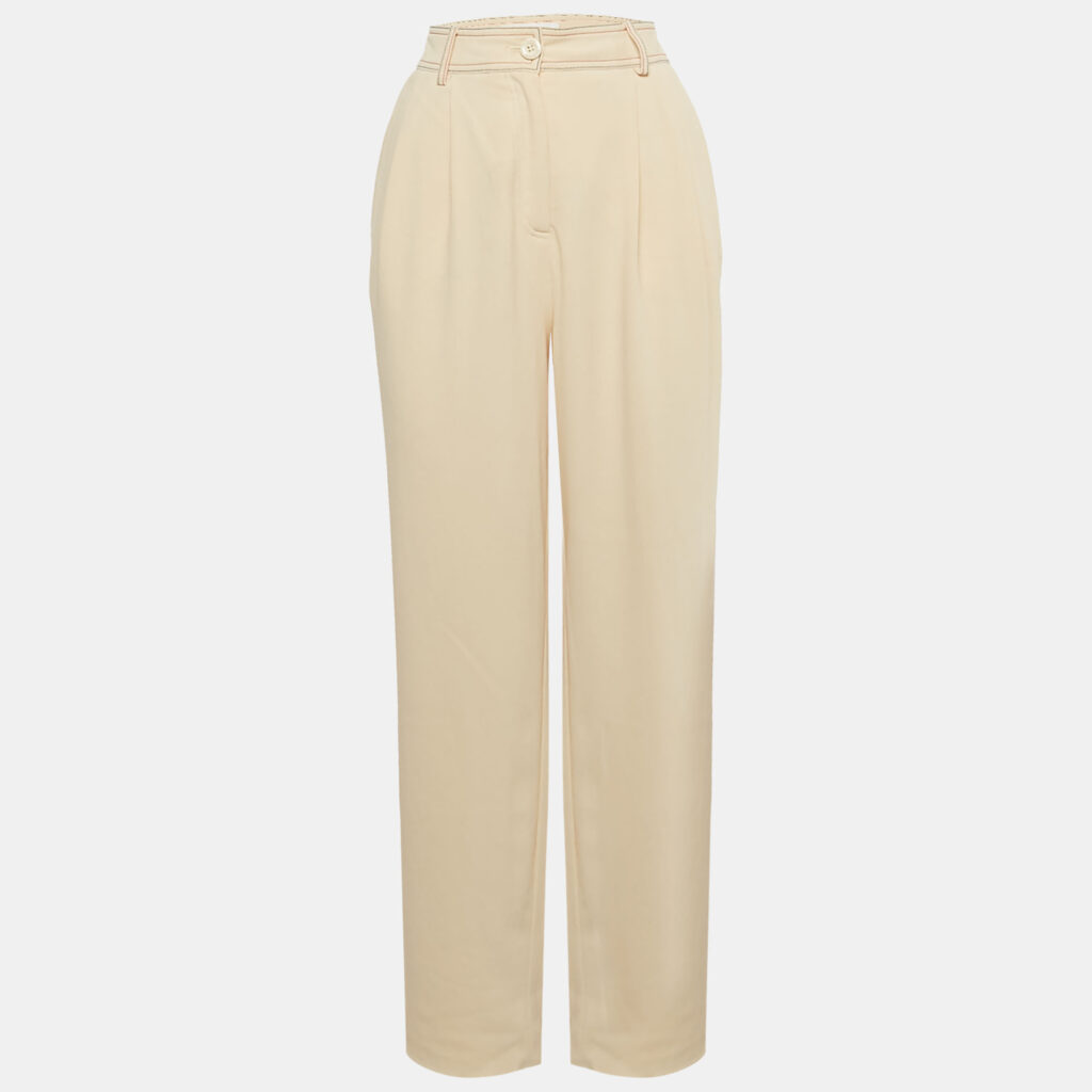 See by Chloe Beige Contrast Stitch Crepe Trousers M See by Chloe Beige Contrast Stitch Crepe Trousers M