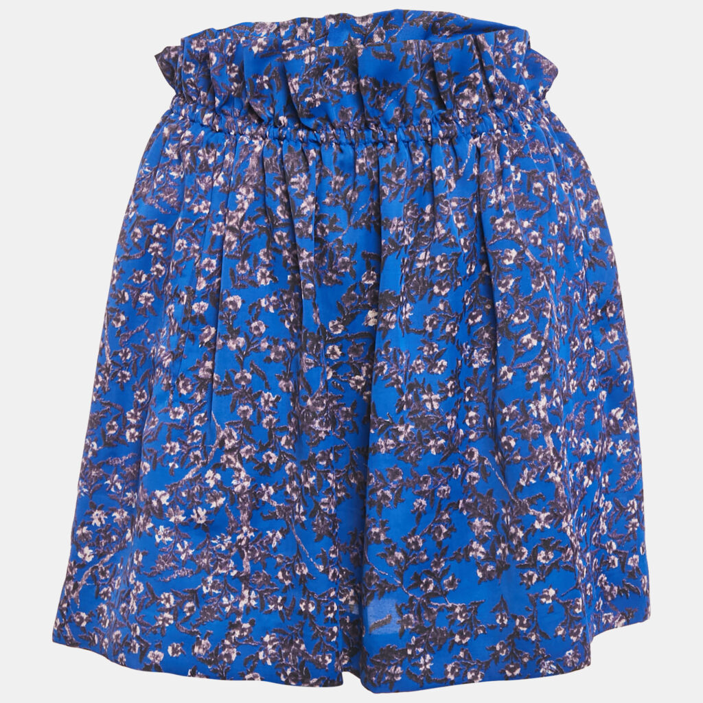 See by Chloe Blue Printed Satin Ruffled Mini Skirt S See by Chloe Blue Printed Satin Ruffled Mini Skirt S
