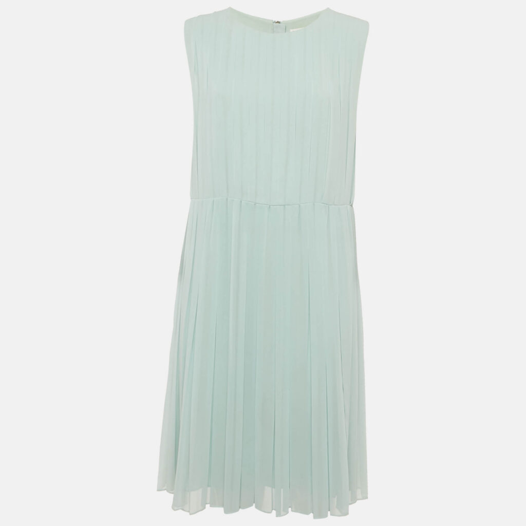 See by Chloe Light Blue Georgette Pleated Sleeveless Short Dress M See by Chloe Light Blue Georgette Pleated Sleeveless Short Dress M