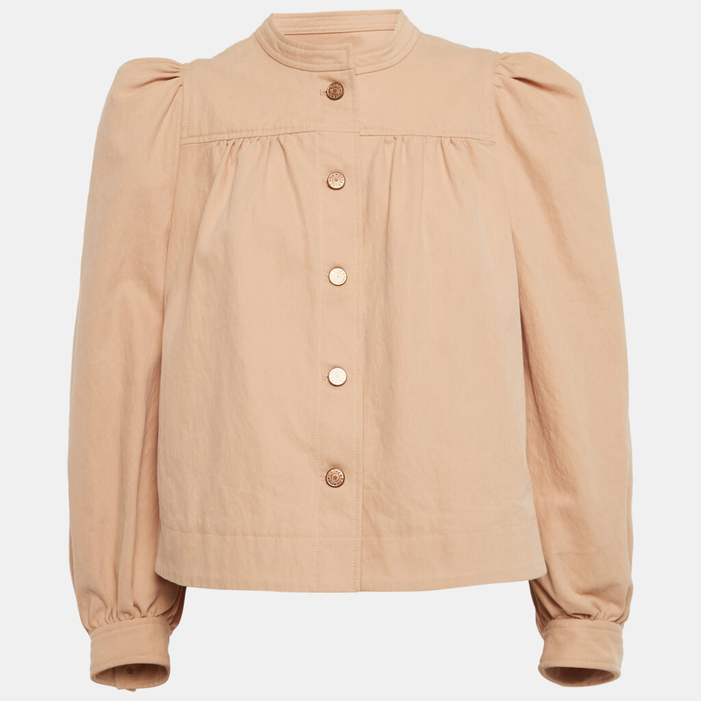 See by Chloe Beige Cotton Blend Puffed Sleeve Jacket M See by Chloe Beige Cotton Blend Puffed Sleeve Jacket M