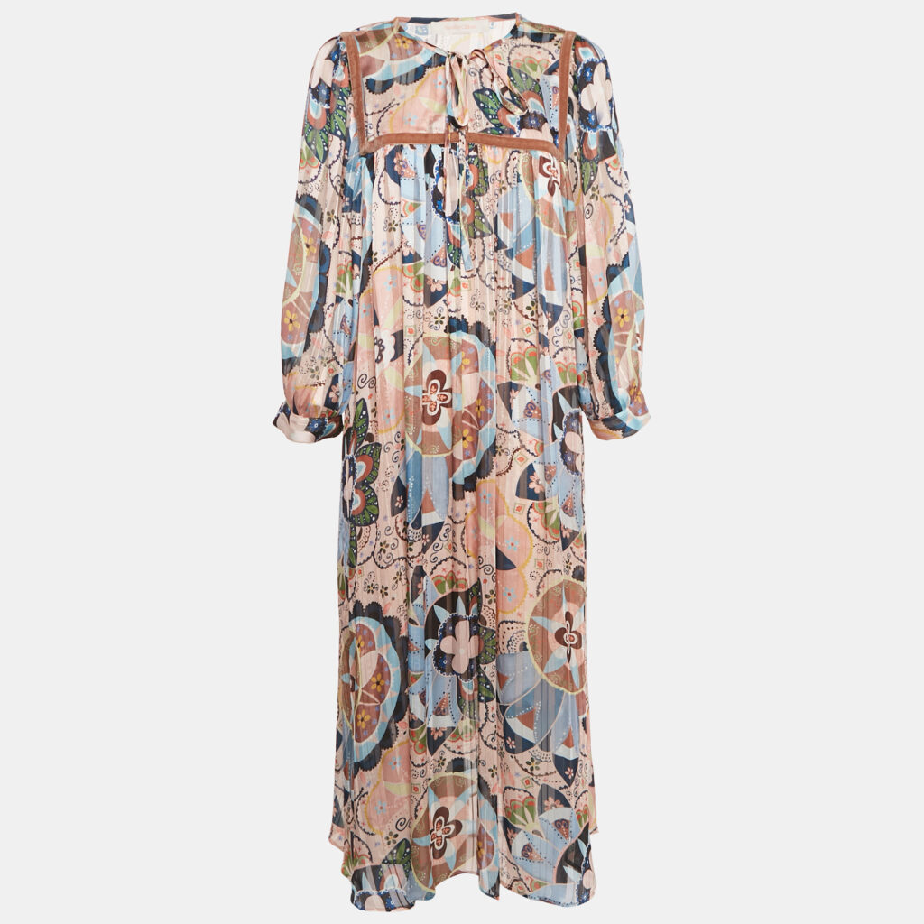 See by Chloe Pink Floral Print Crepe Midi Dress L See by Chloe Pink Floral Print Crepe Midi Dress L