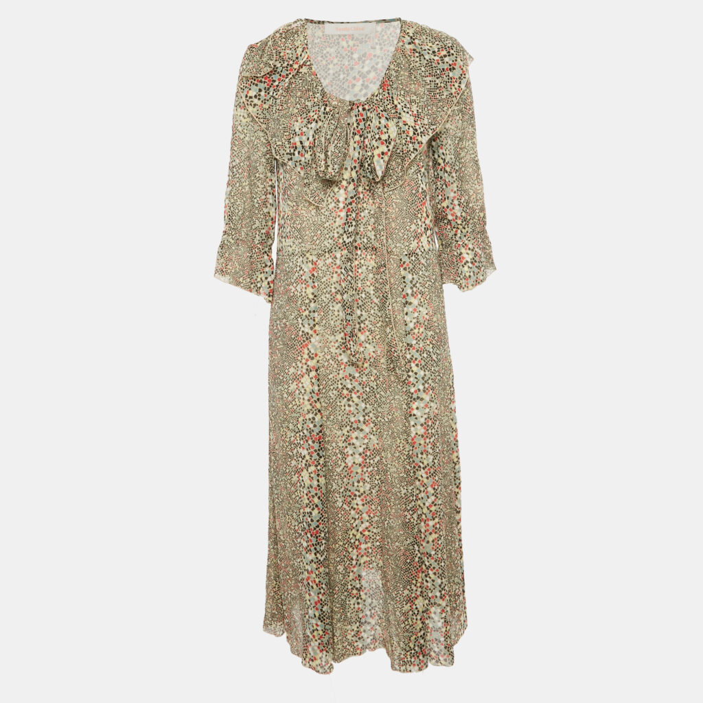 See by Chloé Brown Printed Crepe Midi Dress M See by Chloé Brown Printed Crepe Midi Dress M