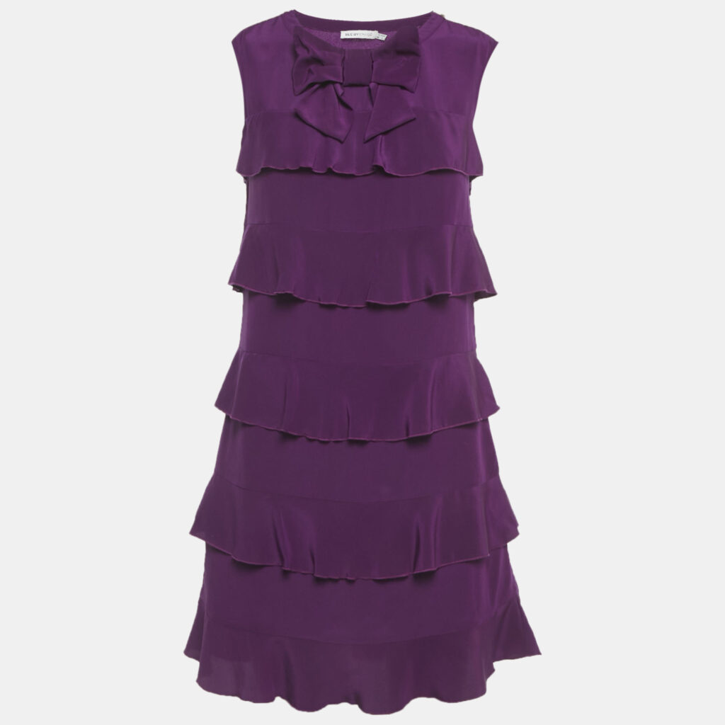See by Chloe Purple Silk Ruffled Mini Dress M See by Chloe Purple Silk Ruffled Mini Dress M
