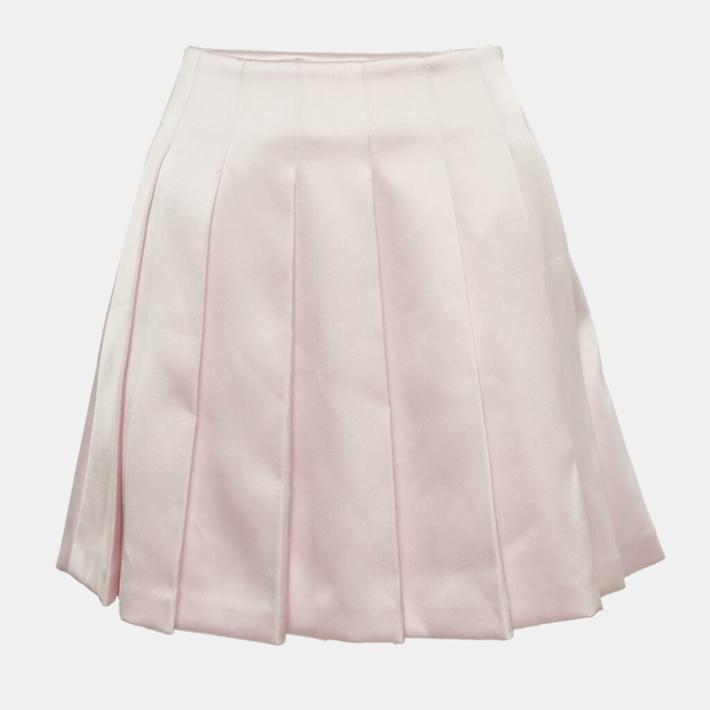 Self-Portrait Pink Satin Pleated Mini Skirt S Self-Portrait Pink Satin Pleated Mini Skirt S