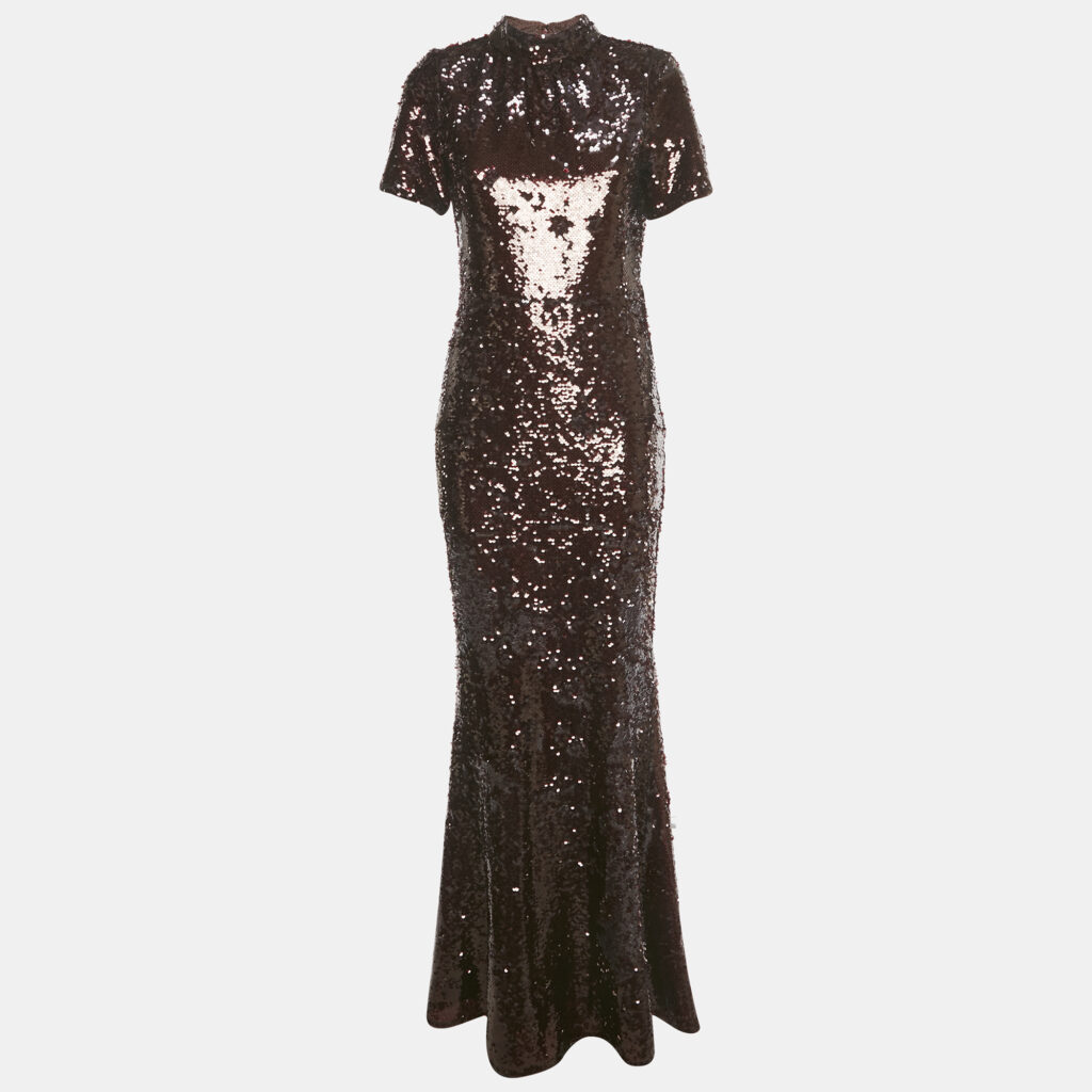 Self-Portrait Brown Sequin Maxi Dress M