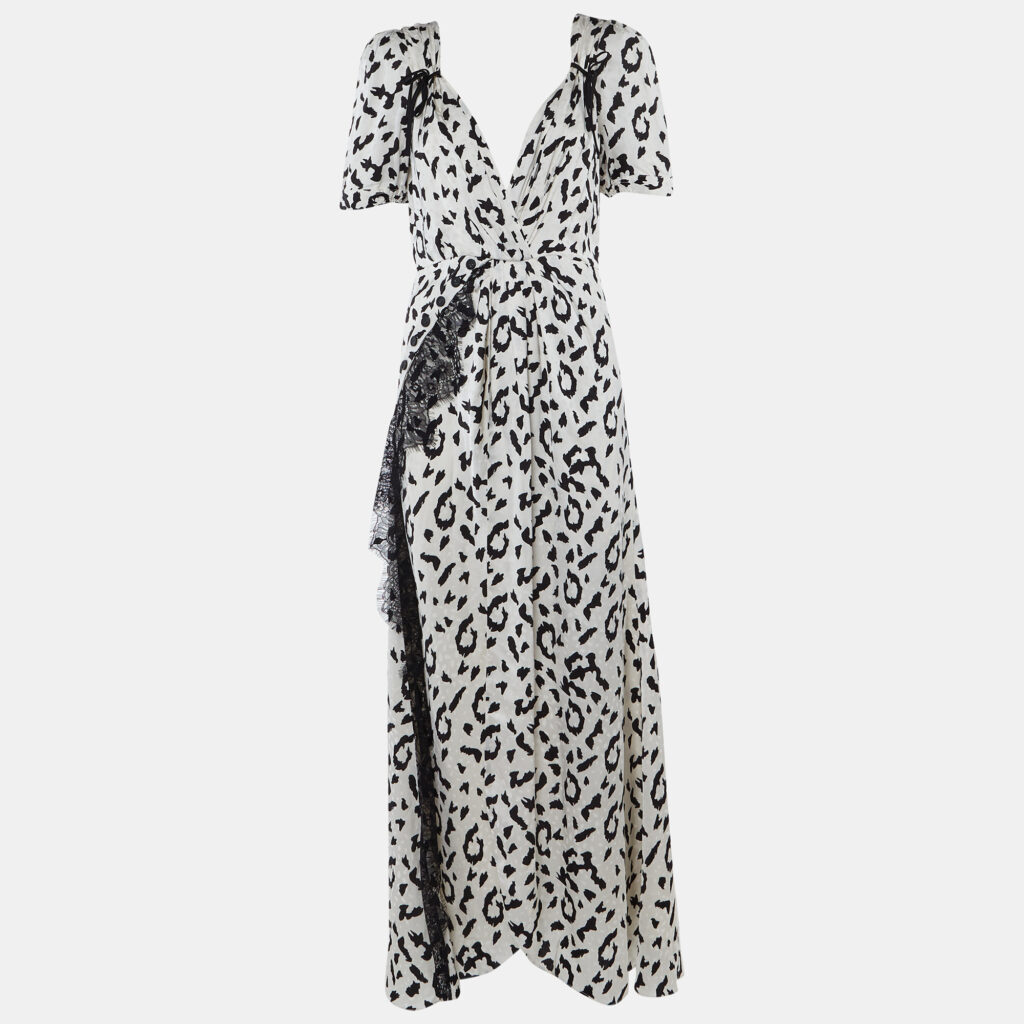 Self-Portrait White Leopard Print Sateen Twisted Maxi Dress M Self-Portrait White Leopard Print Sateen Twisted Maxi Dress M