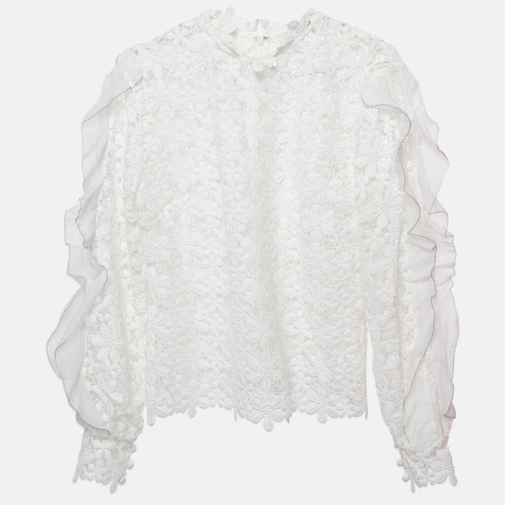 Self-Portrait Floral Lace Sheer Blouse L