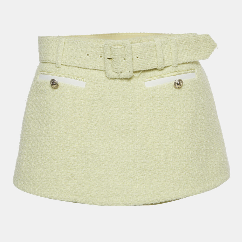 Self-Portrait Yellow Tweed Belted Skorts S