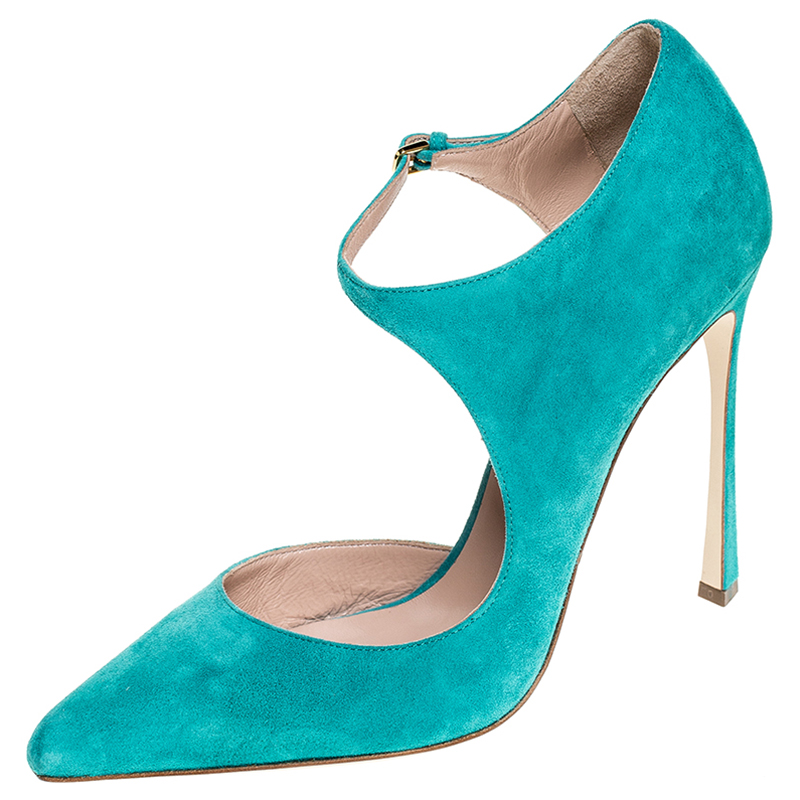 Sergio Rossi Aqua Blue Suede Mary Jane Ankle Strap Pumps Size 40 Sergio Rossi Aqua Blue Suede Mary Jane Ankle Strap Pumps Size 40