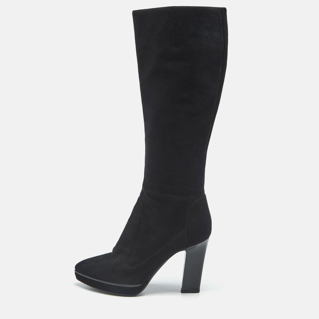 Sergio Rossi Black Suede Knee Length Boots Size 39 Sergio Rossi Black Suede Knee Length Boots Size 39