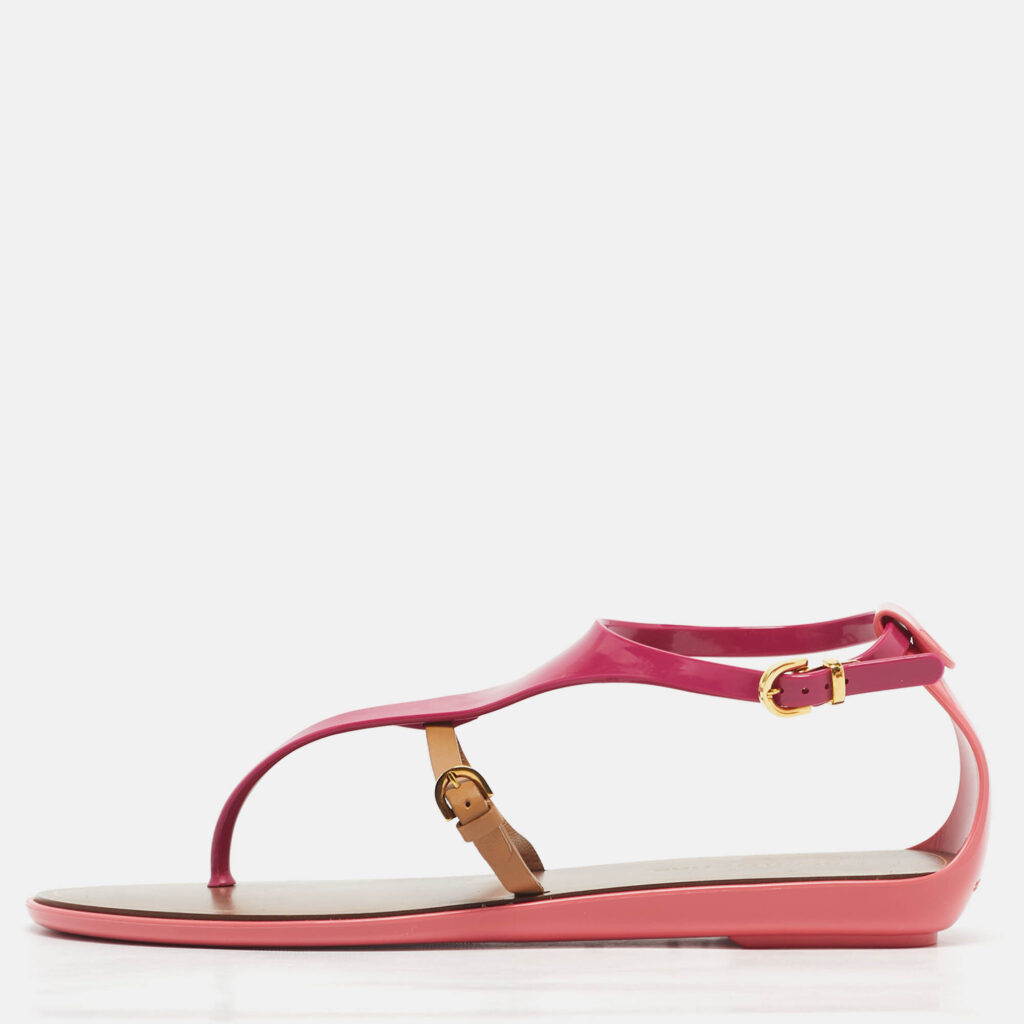 Sergio Rossi Multicolor Jelly and Leather Flat Sandals Size 38 Sergio Rossi Multicolor Jelly and Leather Flat Sandals Size 38