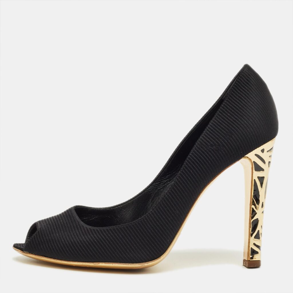 Sergio Rossi Black Fabric Peep Toe Pumps Size 41 Sergio Rossi Black Fabric Peep Toe Pumps Size 41
