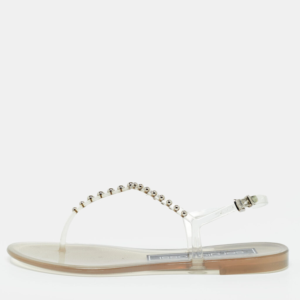 Sergio Rossi Size 41 Transparent PVC Ankle Strap Sandals