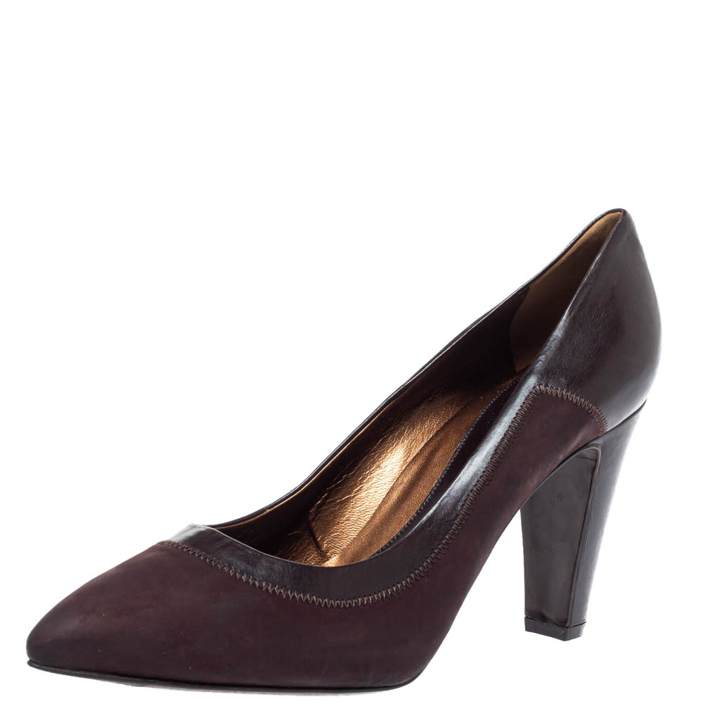 Sergio Rossi Brown Nubuck Leather Platform Pointed Toe Pumps Size 39.5 Sergio Rossi Brown Nubuck Leather Platform Pointed Toe Pumps Size 39.5
