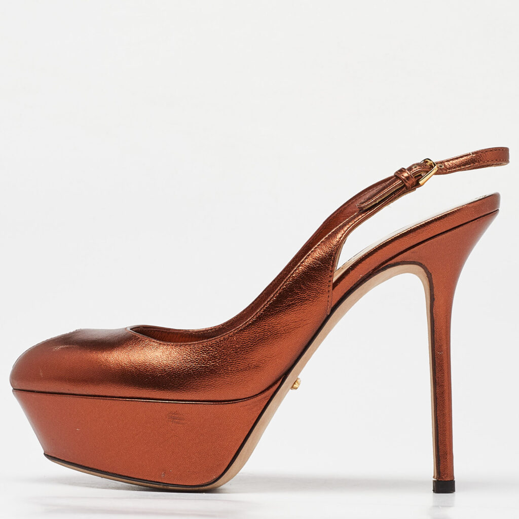 luxury-women-sergio-rossi-used-shoes-p977613-009-1.jpg Sergio Rossi Metallic Brown Leather Cachet Peep Toe Platform Slingback Sandals Size 36.5