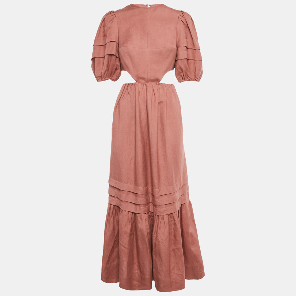 Shona Joy Pink Linen Blend Cut-Out Maxi Dress M Shona Joy Pink Linen Blend Cut-Out Maxi Dress M