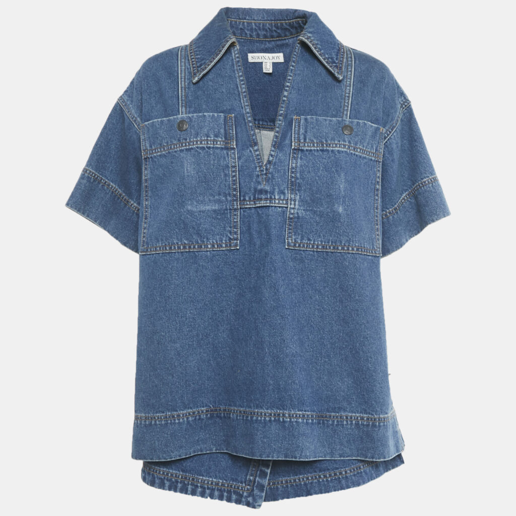 Shona Joy Blue Denim Top and Shorts Set M/L