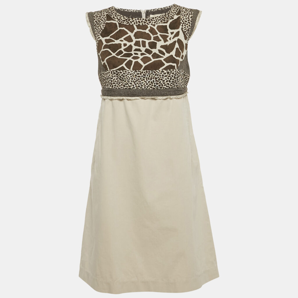 S'Max Mara Grey Printed Cotton Short Dress M