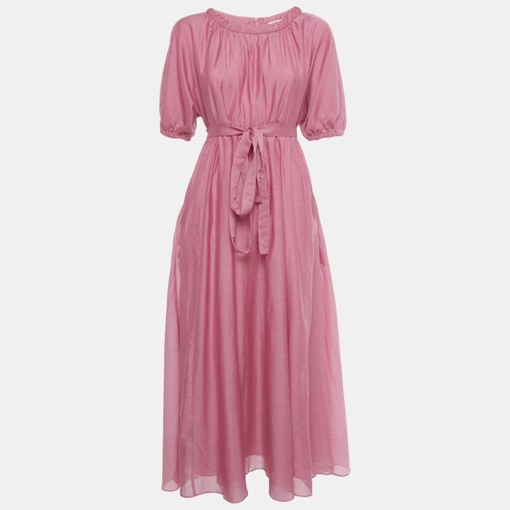 S' Max Mara Pink Cotton Short Sleeve Long Dress M