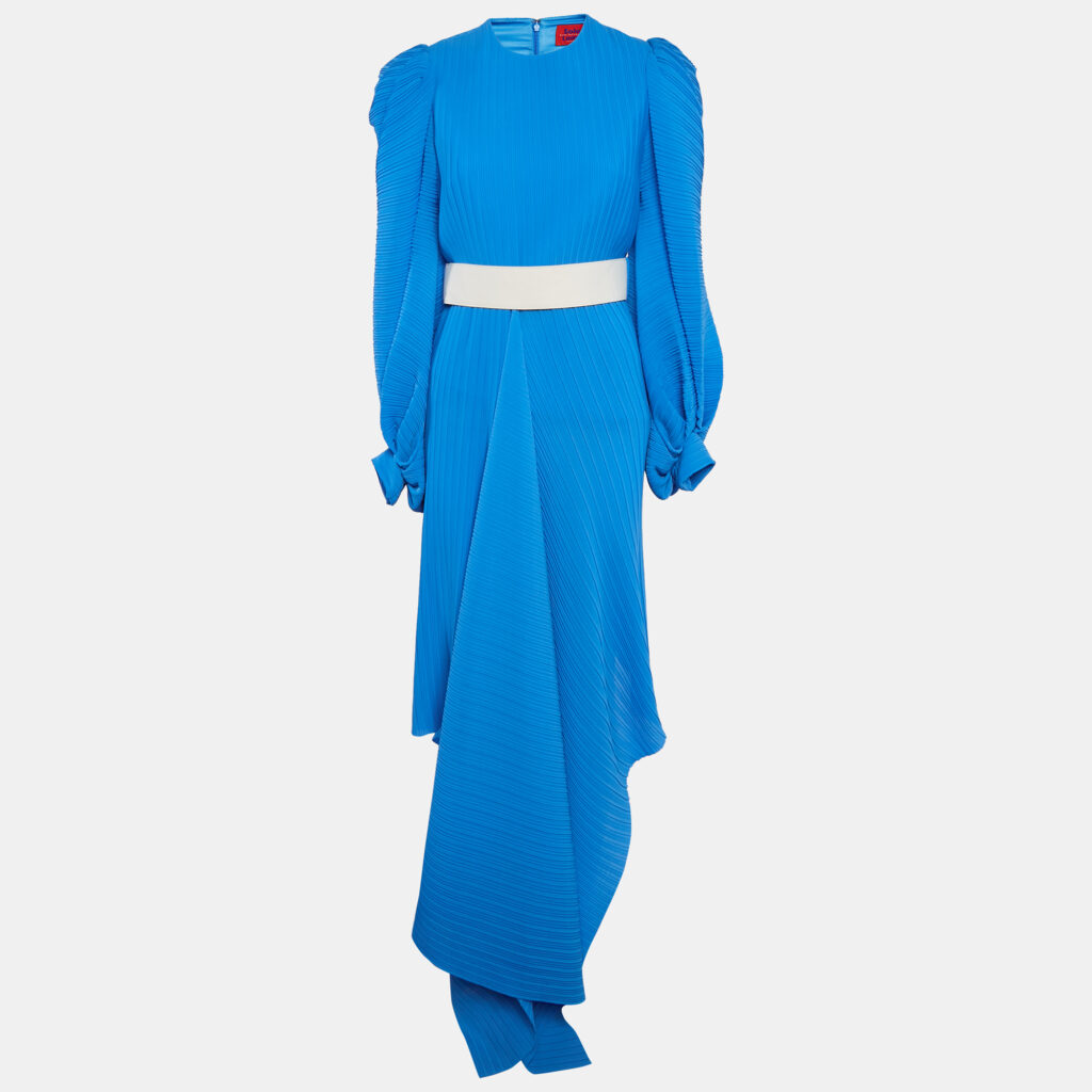 Solace London Blue Belted Asymmetric Tilde Maxi Dress M Solace London Blue Belted Asymmetric Tilde Maxi Dress M