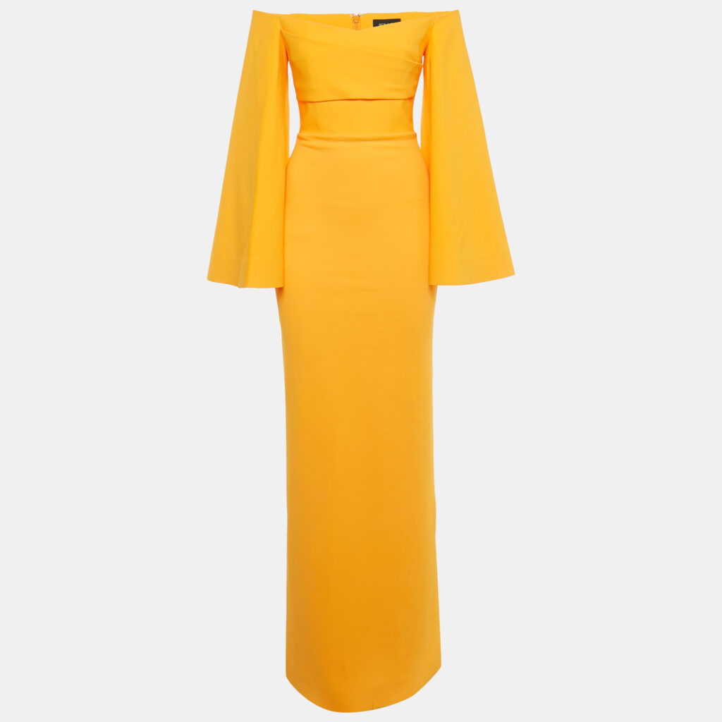 Solace London Orange Stretch Crepe Flared Sleeve Eliana Maxi Dress S Solace London Orange Stretch Crepe Flared Sleeve Eliana Maxi Dress S