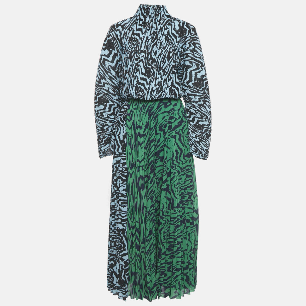 Solace London Blue/Green Printed Plisse Top and Skirt Set S/M Solace London Blue/Green Printed Plisse Top and Skirt Set S/M