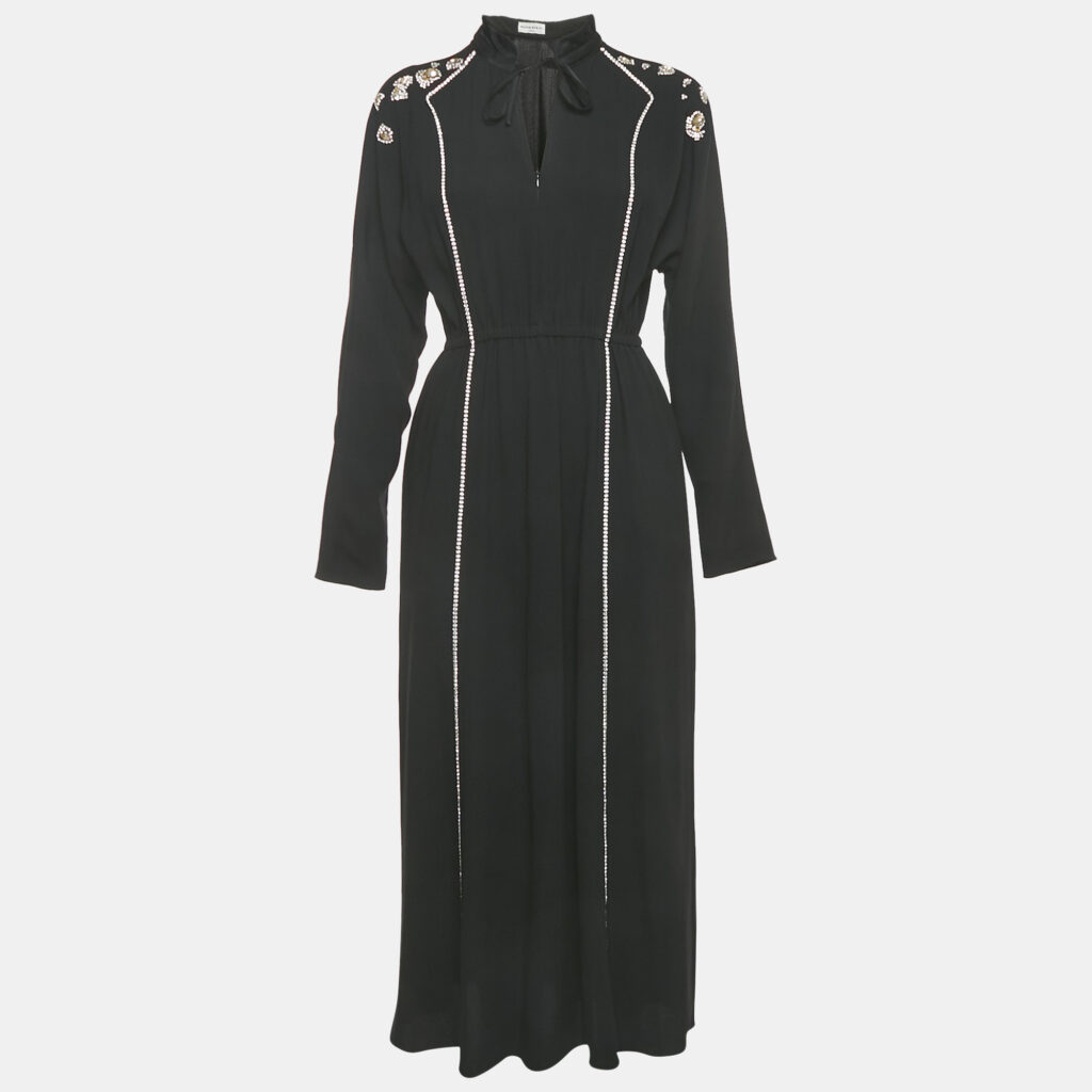 Sonia Rykiel Black Crystal Embellished Crepe Maxi Dress M Sonia Rykiel Black Crystal Embellished Crepe Maxi Dress M